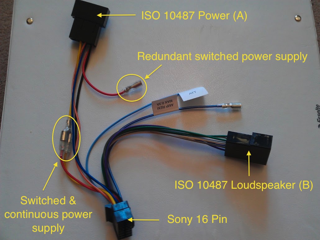 Sony supplied harness with wires in without ACC position